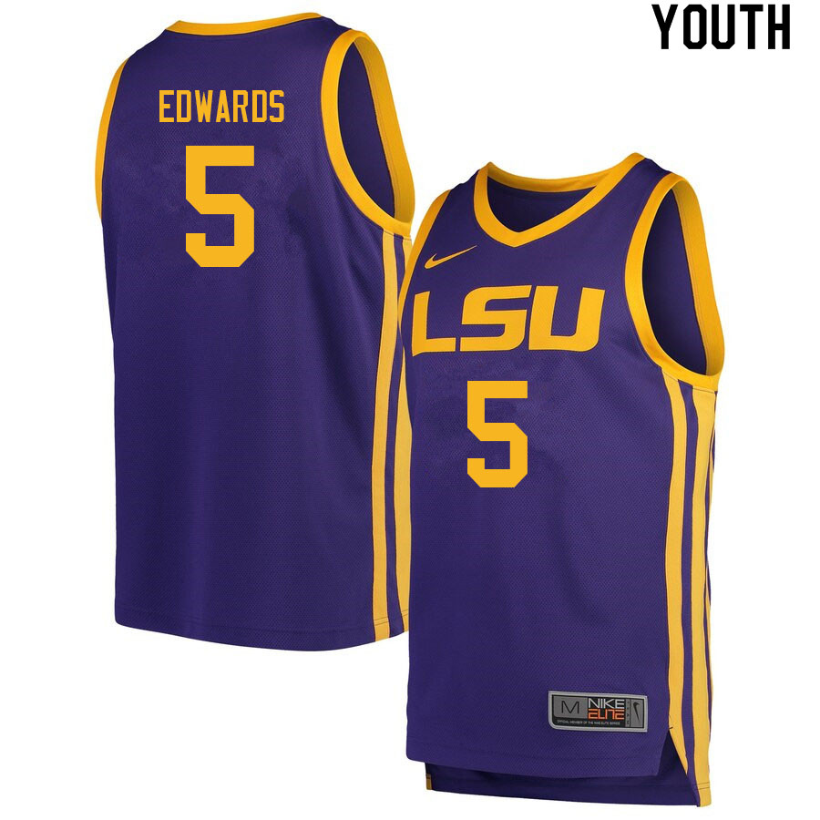 Youth #5 Parker Edwards LSU Tigers College Basketball Jerseys Sale-Retro